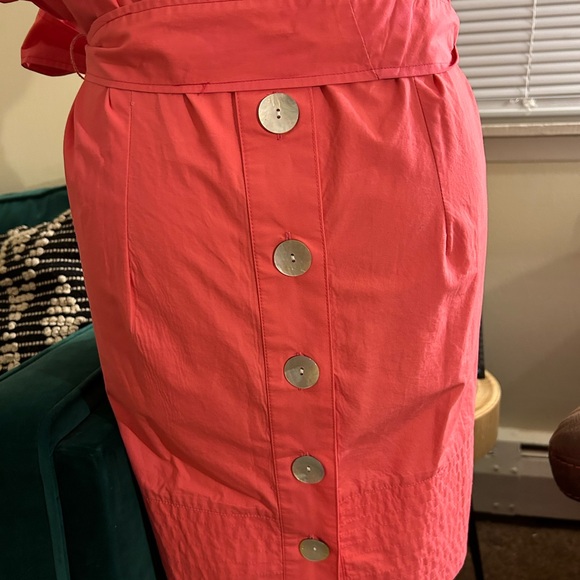 Finley Women's Pink Belted Waist Button Back Round Neck Shift Dress - Picture 10 of 11